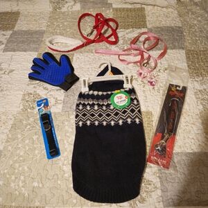 Medium Dog Lot-Collar,Leashes,sweater Etc All New